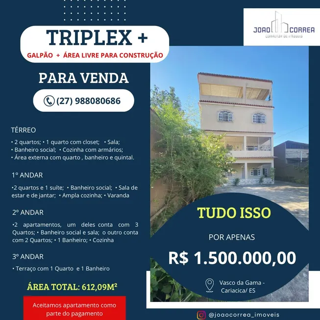 Foto 1 de Prédio Comercial com 5 Quartos à venda, 612m² em Vasco da Gama, Cariacica