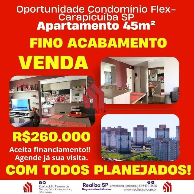 Foto 1 de Apartamento com 2 Quartos à venda, 45m² em Vila da Oportunidade, Carapicuíba