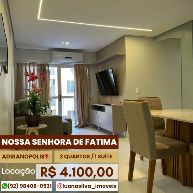 Foto 1 de Apartamento com 2 Quartos para alugar, 72m² em Adrianópolis, Manaus