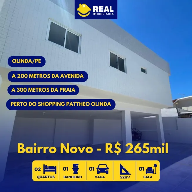 Foto 1 de Apartamento com 2 Quartos à venda, 52m² em Bairro Novo, Olinda