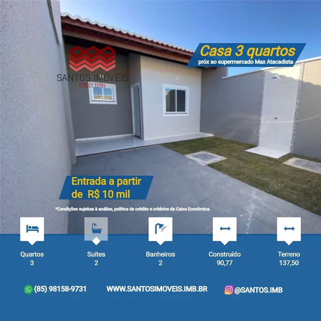 Foto 1 de Casa com 3 Quartos à venda, 90m² em Pedras, Fortaleza