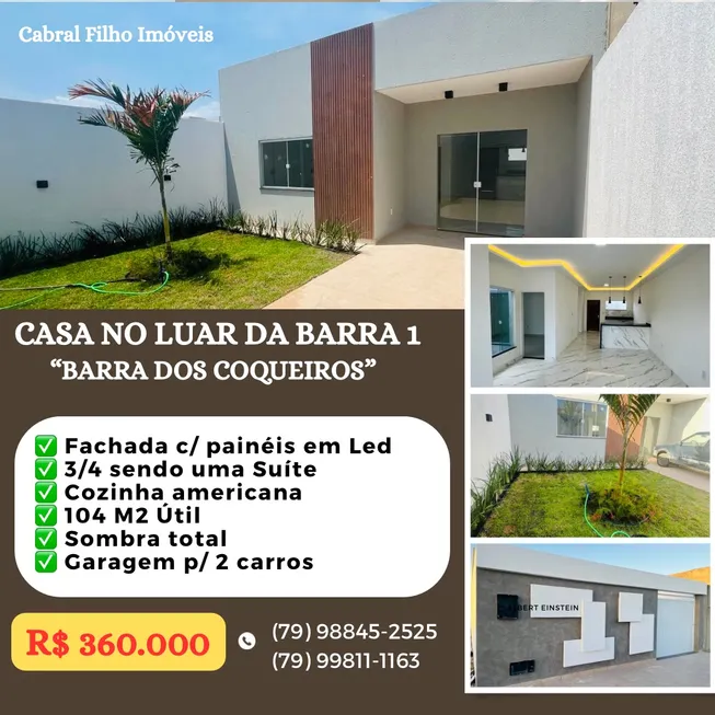 Foto 1 de Casa com 3 Quartos à venda, 104m² em Centro, Barra dos Coqueiros