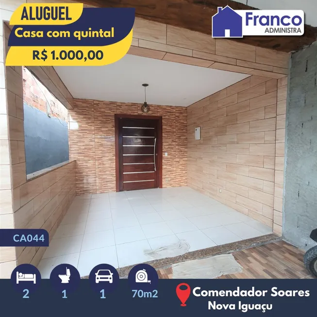 Foto 1 de Casa com 2 Quartos para alugar, 70m² em Comendador Soares, Nova Iguaçu