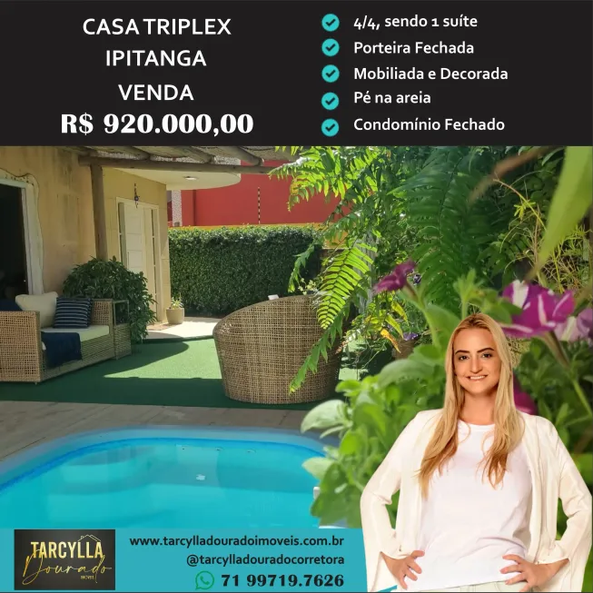 Foto 1 de Casa de Condomínio com 4 Quartos à venda, 200m² em Praia de Ipitanga, Lauro de Freitas