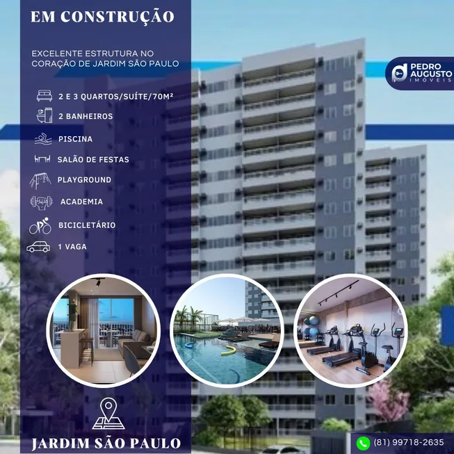 Foto 1 de Apartamento com 3 Quartos à venda, 62m² em Jardim São Paulo, Recife
