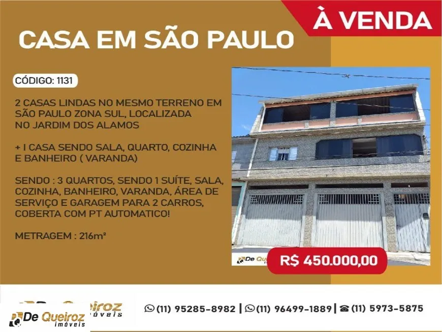 Foto 1 de Casa com 3 Quartos à venda, 216m² em Jardim dos Alamos, São Paulo
