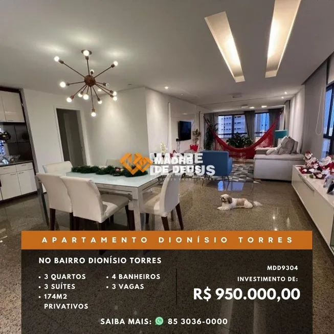 Foto 1 de Apartamento com 3 Quartos à venda, 174m² em Dionísio Torres, Fortaleza