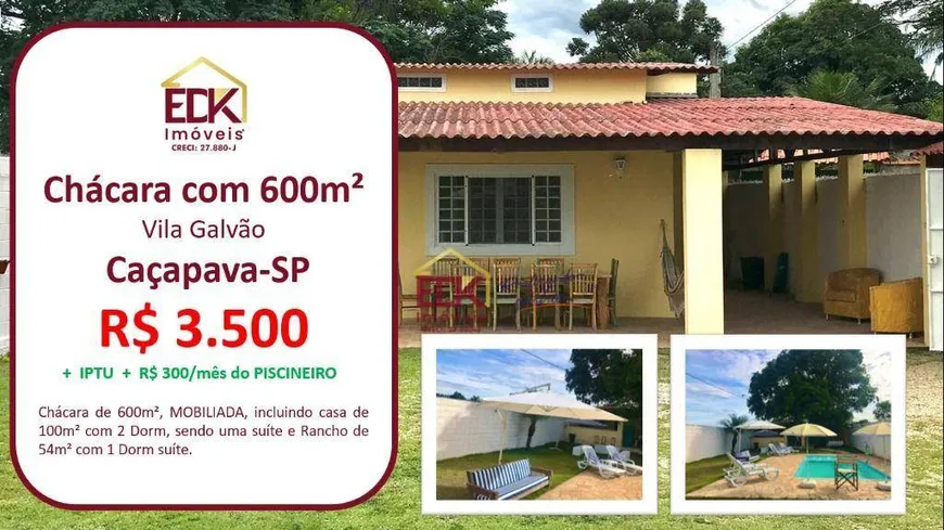 Foto 1 de Fazenda/Sítio com 3 Quartos para alugar, 154m² em Vila Galvão, Caçapava