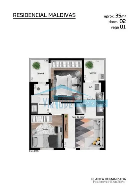 Foto 1 de Apartamento com 2 Quartos à venda, 35m² em Chácara Mafalda, São Paulo