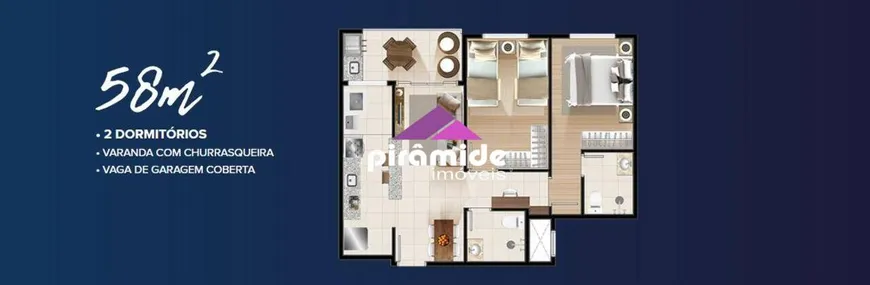 Foto 1 de Apartamento com 2 Quartos à venda, 58m² em Jardim Califórnia, Jacareí