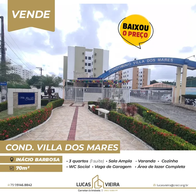 Foto 1 de Apartamento com 3 Quartos à venda, 70m² em Inácio Barbosa, Aracaju