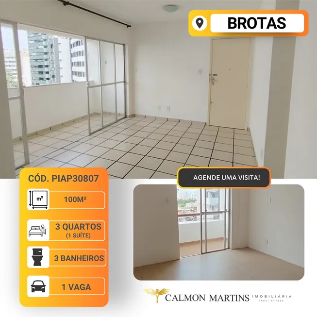 Foto 1 de Apartamento com 3 Quartos à venda, 100m² em Brotas, Salvador