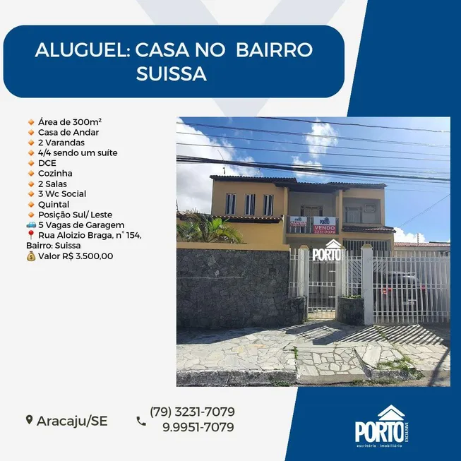 Foto 1 de Casa com 4 Quartos para alugar, 300m² em Suíssa, Aracaju