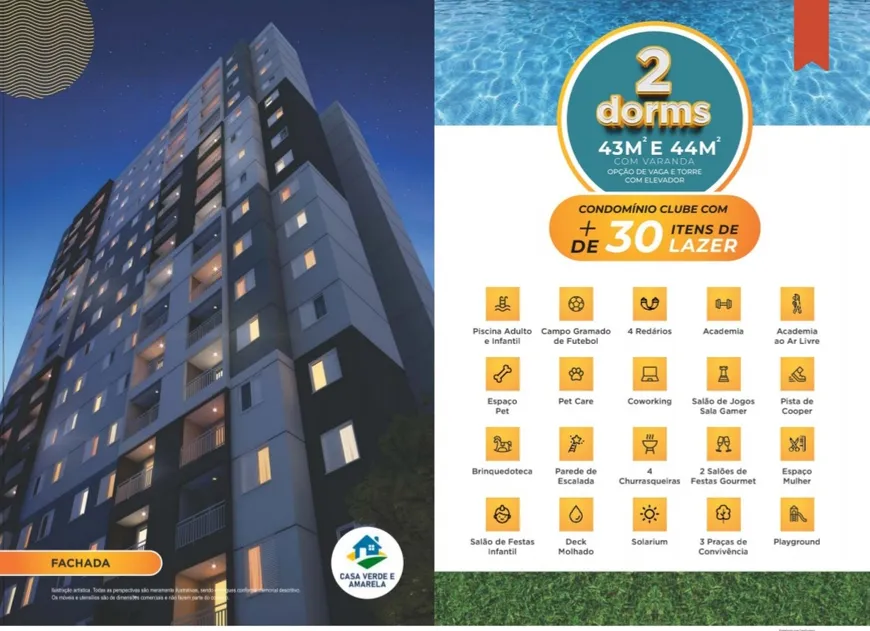 Foto 1 de Apartamento com 2 Quartos à venda, 43m² em Água Chata, Guarulhos