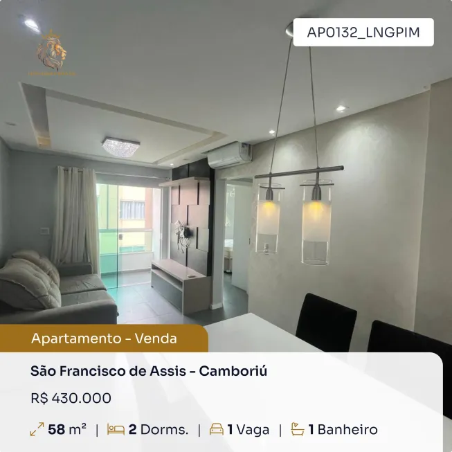 Foto 1 de Apartamento com 2 Quartos à venda, 58m² em São Francisco de Assis, Camboriú