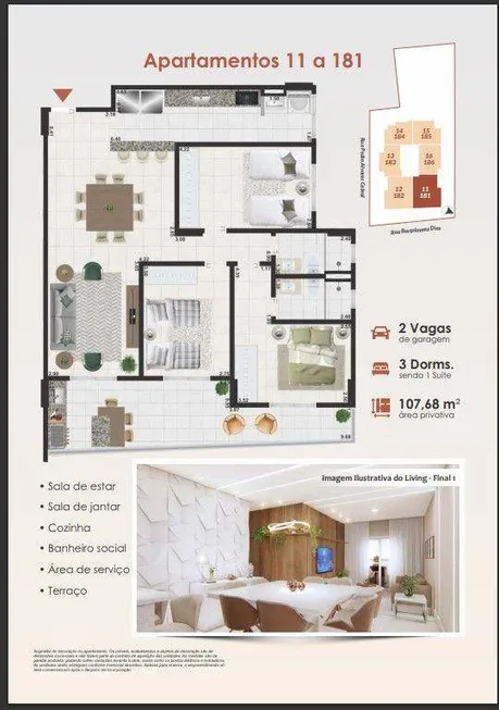 Foto 1 de Apartamento com 3 Quartos à venda, 108m² em Aviação, Praia Grande