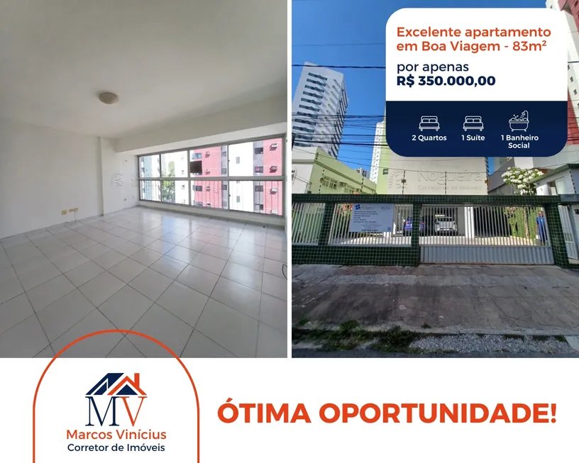 Foto 1 de Apartamento com 2 Quartos à venda, 83m² em Boa Viagem, Recife