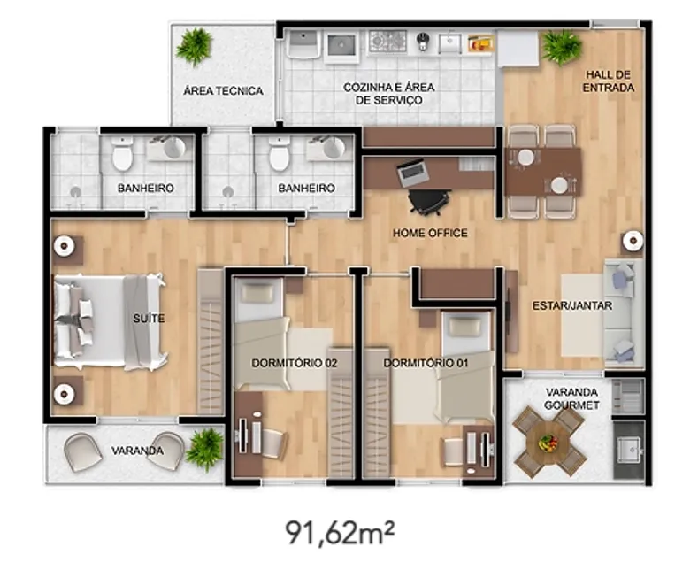 Foto 1 de Apartamento com 3 Quartos à venda, 91m² em Jardim das Flores, São Roque