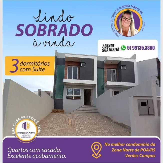 Foto 1 de Casa de Condomínio com 3 Quartos à venda, 125m² em Mário Quintana, Porto Alegre