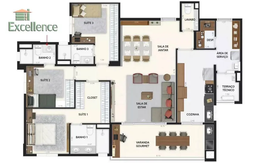 Foto 1 de Apartamento com 3 Quartos à venda, 135m² em Vila Assuncao, Santo André