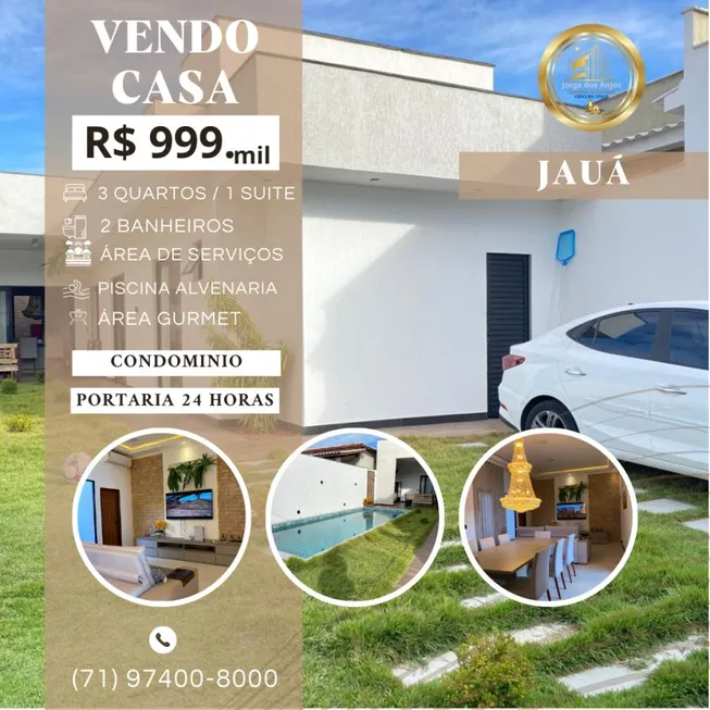 Foto 1 de Casa com 3 Quartos à venda, 96m² em Abrantes, Lauro de Freitas