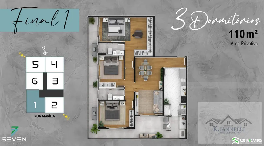 Foto 1 de Apartamento com 2 Quartos à venda, 110m² em Boqueirão, Praia Grande