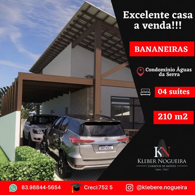 Foto 1 de Casa de Condomínio com 4 Quartos à venda, 210m² em Centro, Bananeiras