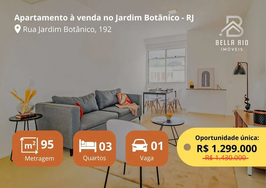 Foto 1 de Apartamento com 3 Quartos à venda, 95m² em Jardim Botânico, Rio de Janeiro