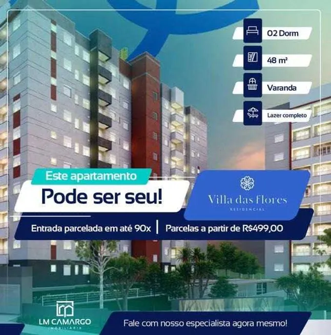 Foto 1 de Apartamento com 2 Quartos à venda, 48m² em Jardim Cherveson, Rio Claro