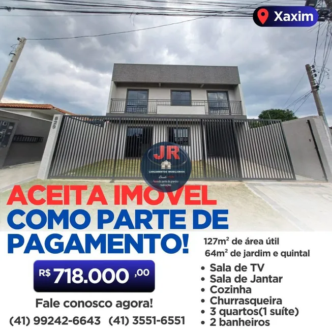 Foto 1 de Sobrado com 3 Quartos à venda, 127m² em Xaxim, Curitiba