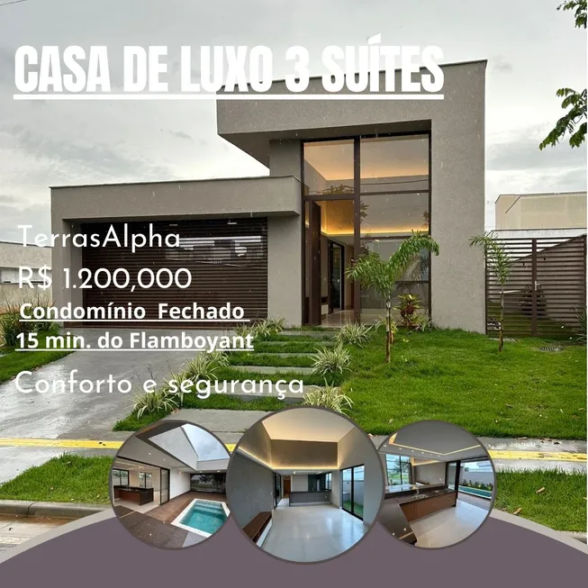 Foto 1 de Casa de Condomínio com 3 Quartos à venda, 179m² em Terras Alpha Residencial 2, Senador Canedo