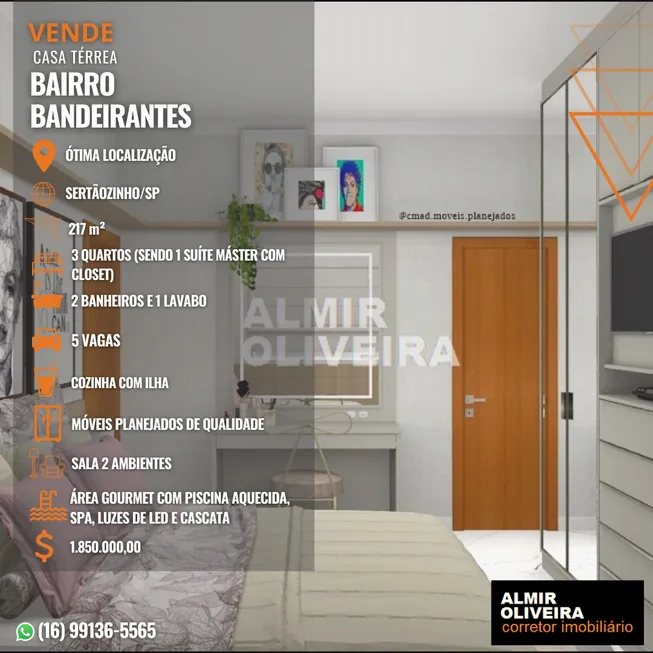 Foto 1 de Casa com 3 Quartos à venda, 217m² em Jardim Recreio dos Bandeirantes, Sertãozinho