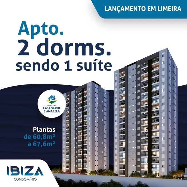 Foto 1 de Apartamento com 2 Quartos à venda, 60m² em Jardim Santa Adélia, Limeira