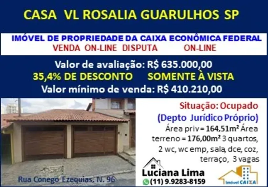 Foto 1 de Casa com 3 Quartos à venda, 164m² em Vila Rosalia, Guarulhos