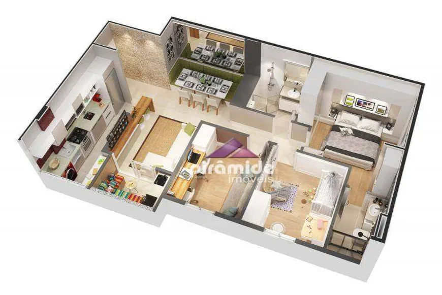 Foto 1 de Apartamento com 3 Quartos à venda, 65m² em Parque Residencial Flamboyant, São José dos Campos