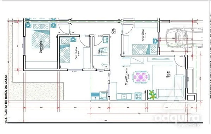 Foto 1 de Casa de Condomínio com 3 Quartos à venda, 60m² em Cara Cara, Ponta Grossa