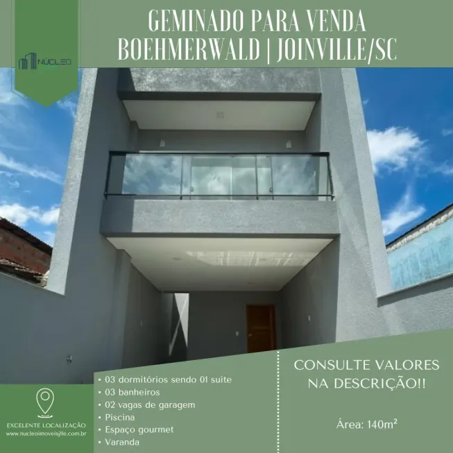 Foto 1 de Sobrado com 3 Quartos à venda, 140m² em Boehmerwald, Joinville