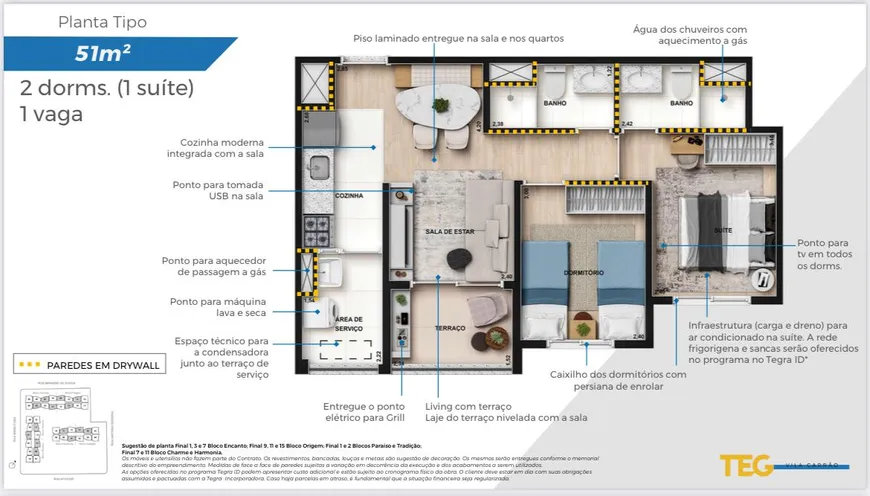 Foto 1 de Apartamento com 2 Quartos à venda, 51m² em Chácara Santo Antônio Zona Leste, São Paulo