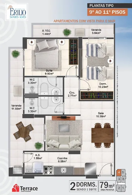 Foto 1 de Apartamento com 2 Quartos à venda, 80m² em Maracanã, Praia Grande