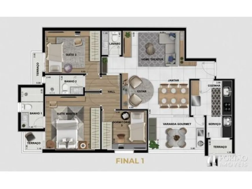 Foto 1 de Apartamento com 3 Quartos à venda, 106m² em Vila Cidade Universitária, Bauru