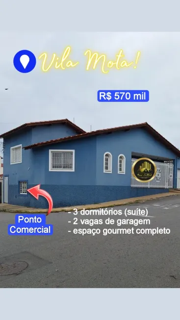 Foto 1 de Casa com 3 Quartos à venda, 120m² em Vila Mota, Bragança Paulista