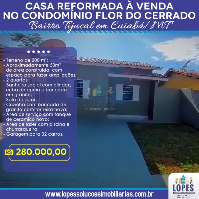 Foto 1 de Casa com 2 Quartos à venda, 100m² em Tijucal, Cuiabá