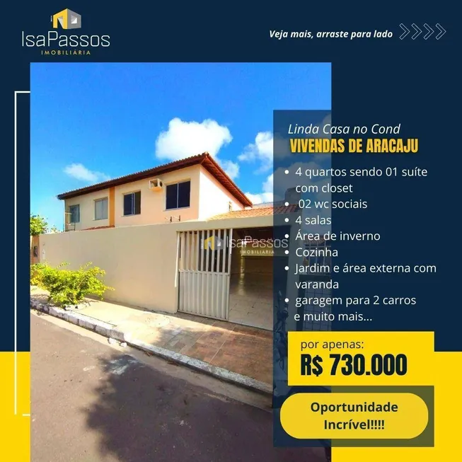 Foto 1 de Casa de Condomínio com 4 Quartos à venda, 150m² em Siqueira Campos, Aracaju