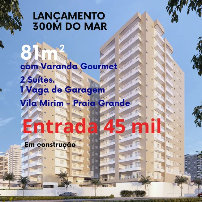 Foto 1 de Apartamento com 2 Quartos à venda, 81m² em Cidade Ocian, Praia Grande