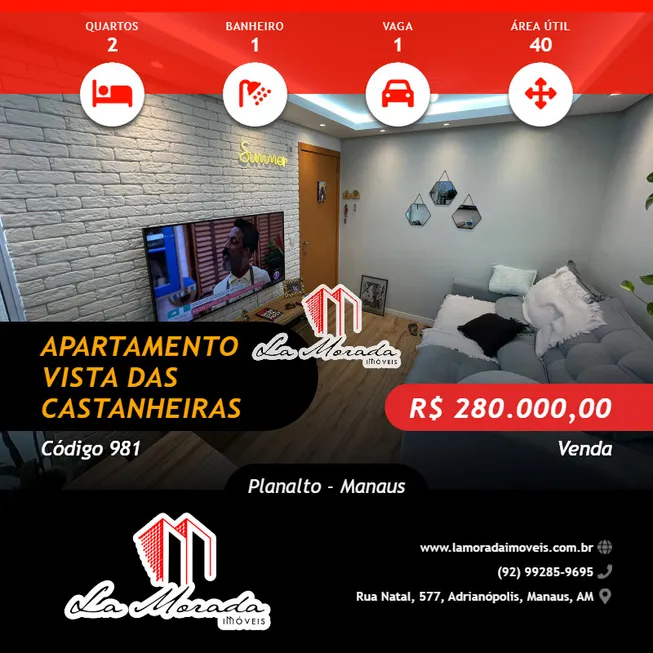 Foto 1 de Apartamento com 2 Quartos à venda, 40m² em Planalto, Manaus