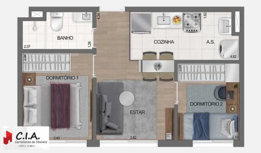 Foto 1 de Apartamento com 2 Quartos à venda, 36m² em Jardim Helena, São Paulo