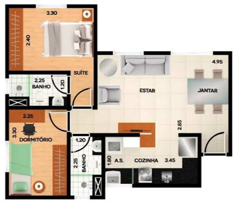 Foto 1 de Apartamento com 2 Quartos à venda, 51m² em Parque Fazendinha, Campinas