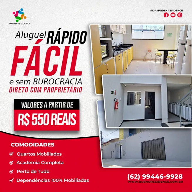 Foto 1 de Apartamento com 1 Quarto para alugar, 35m² em Setor Sol Nascente, Goiânia