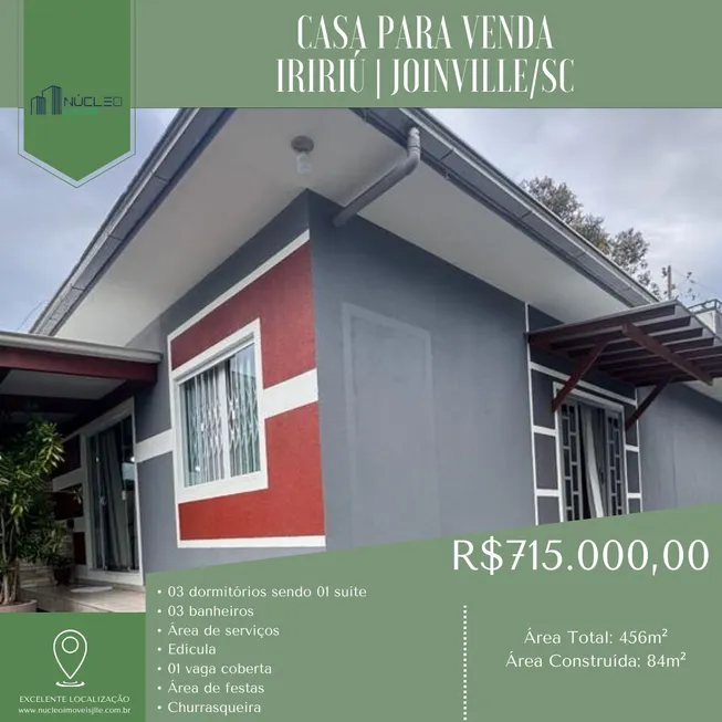 Foto 1 de Casa com 3 Quartos à venda, 84m² em Iririú, Joinville