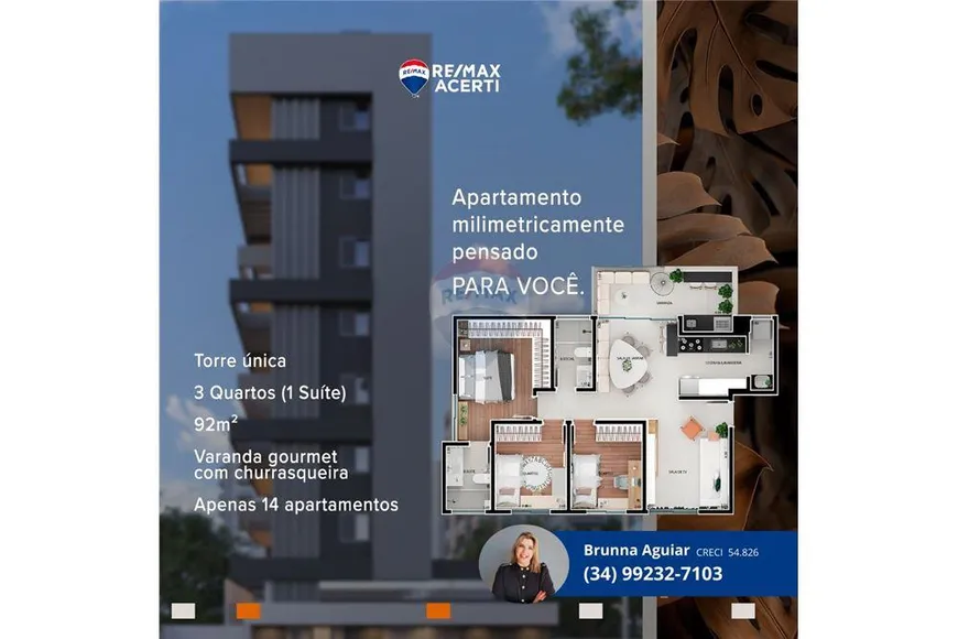 Foto 1 de Apartamento com 3 Quartos à venda, 92m² em Santa Maria, Uberlândia